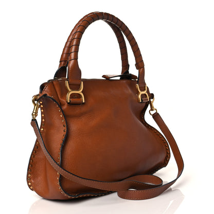 Chloe Calfskin Studded Medium Marcie Satchel Caramel 3 of 15