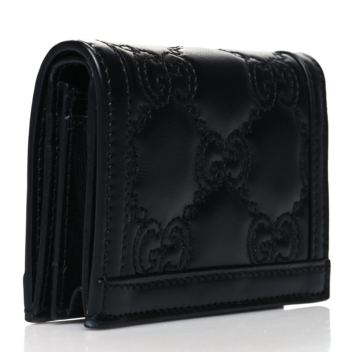 Calfskin GG Matelasse Card Case Wallet Black