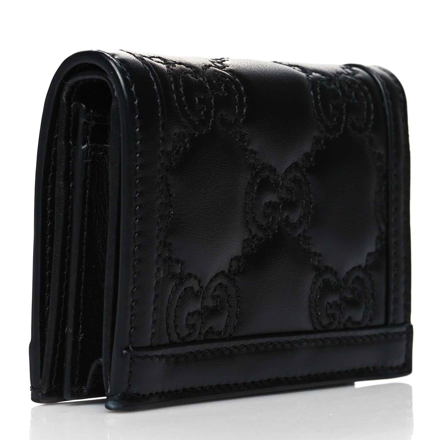 Gucci Calfskin GG Matelasse Card Case Wallet Black 3 of 12