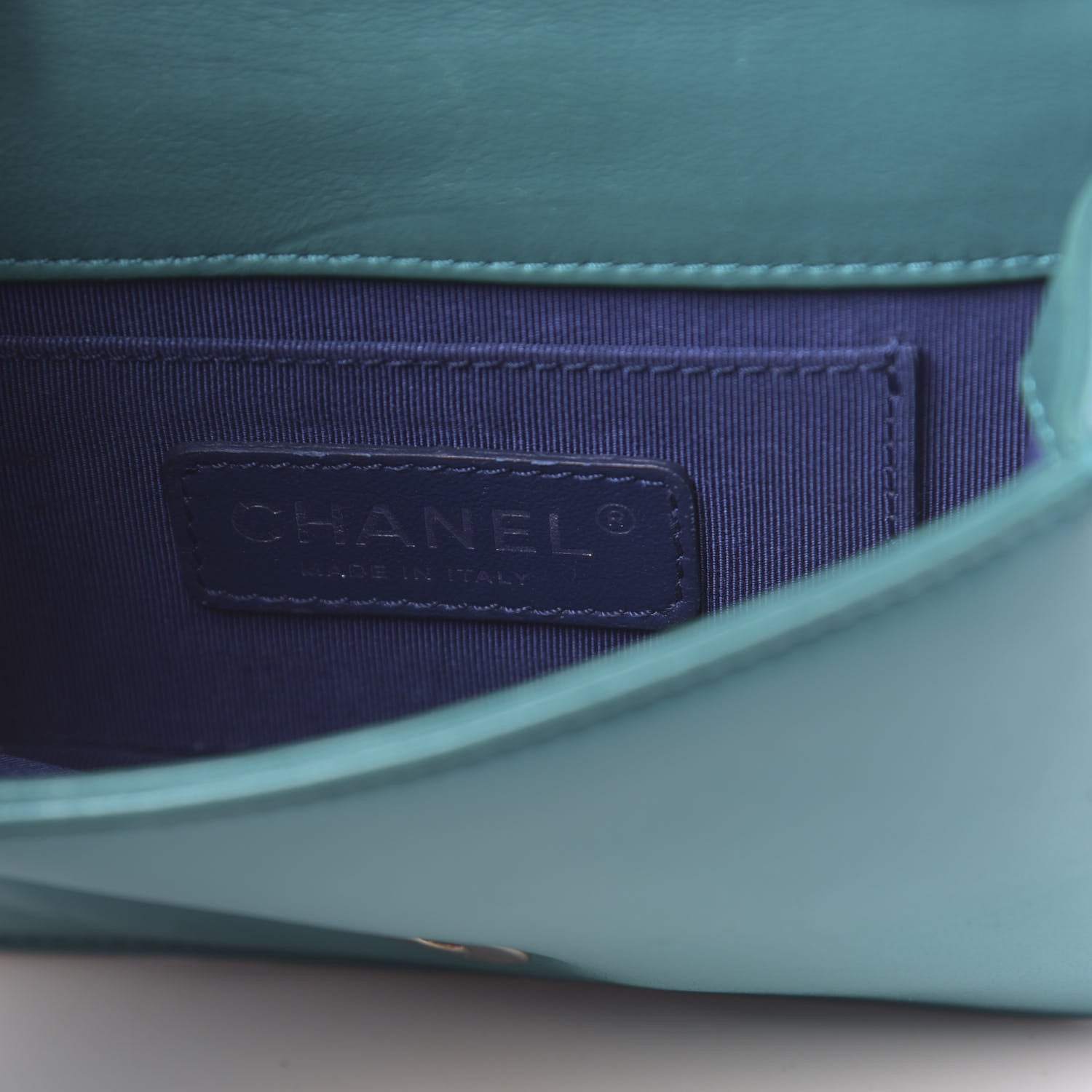 Chanel Plexiglass Patent Mini Boy Brick Flap Turquoise Navy 6 of 11