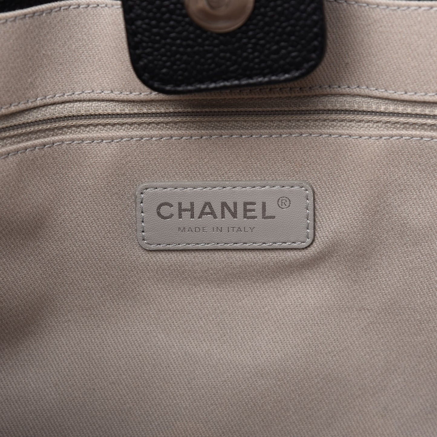 Glazed Calfskin Small Deauville Tote Black