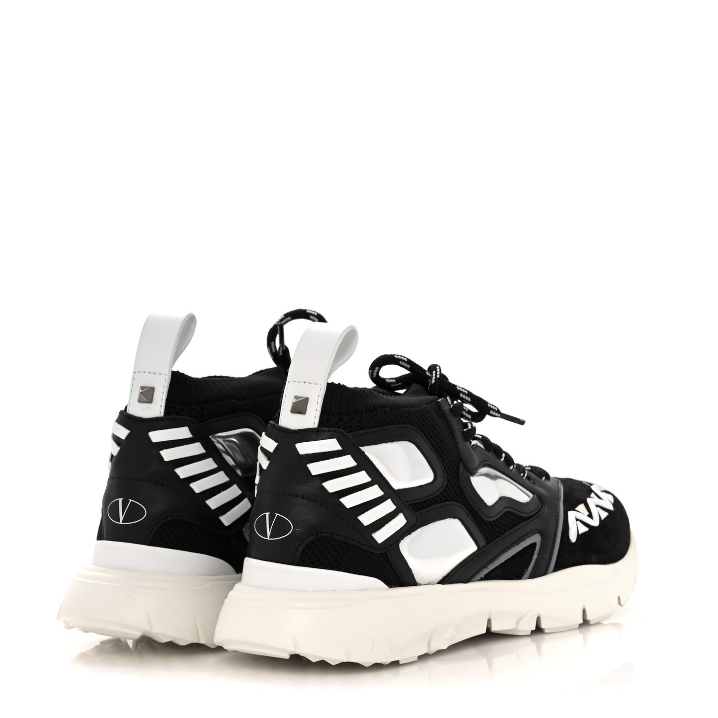 Fabric Suede Calfskin Mens Sneakers 41.5 Black White