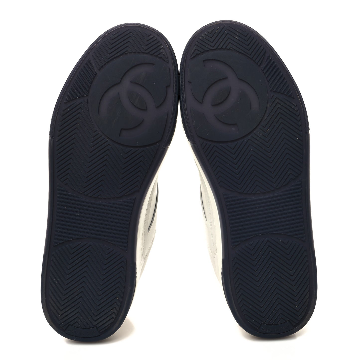 Calfskin CC Womens Sneakers 37.5 White Black