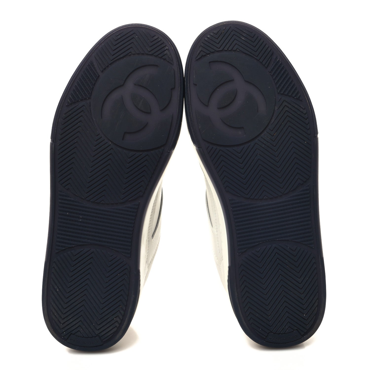 Chanel Calfskin CC Womens Sneakers 37.5 White Black 5 of 8