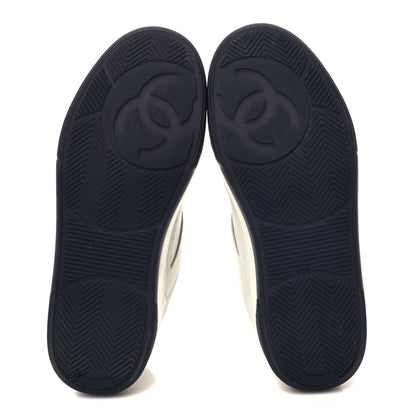 Chanel Calfskin CC Womens Sneakers 37.5 White Black 5 of 8
