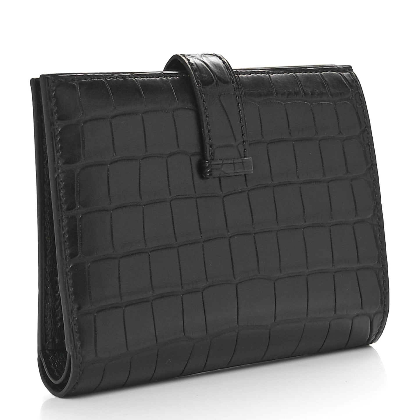 Matte Alligator Bearn Compact Wallet Black