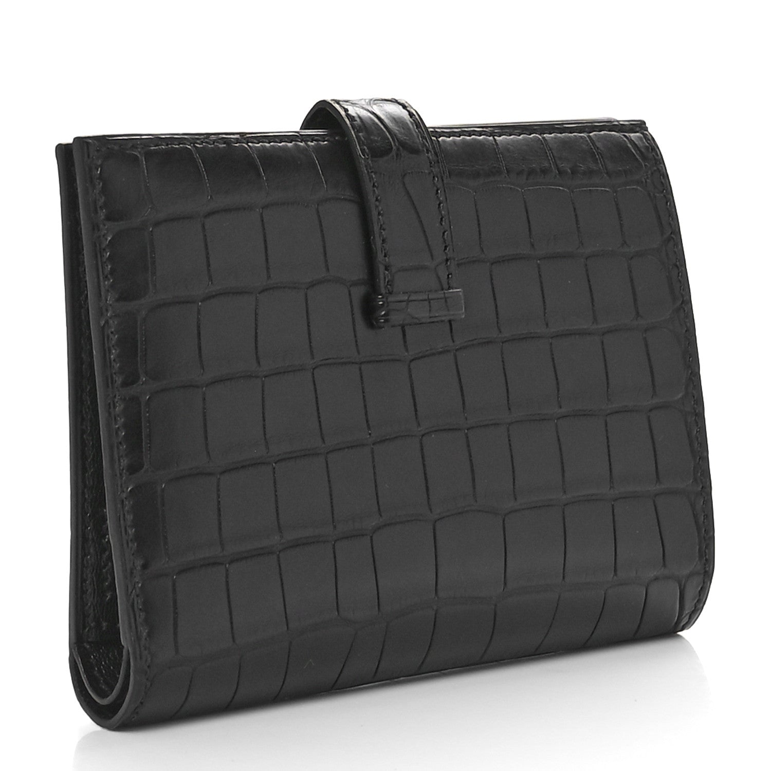 Hermes Matte Alligator Bearn Compact Wallet Black 3 of 11