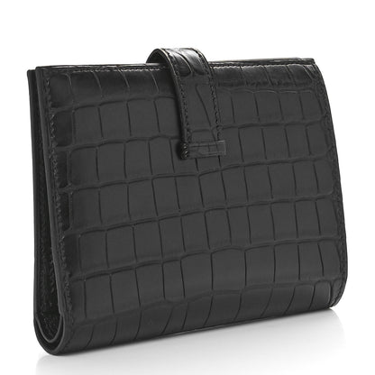 Hermes Matte Alligator Bearn Compact Wallet Black 3 of 11