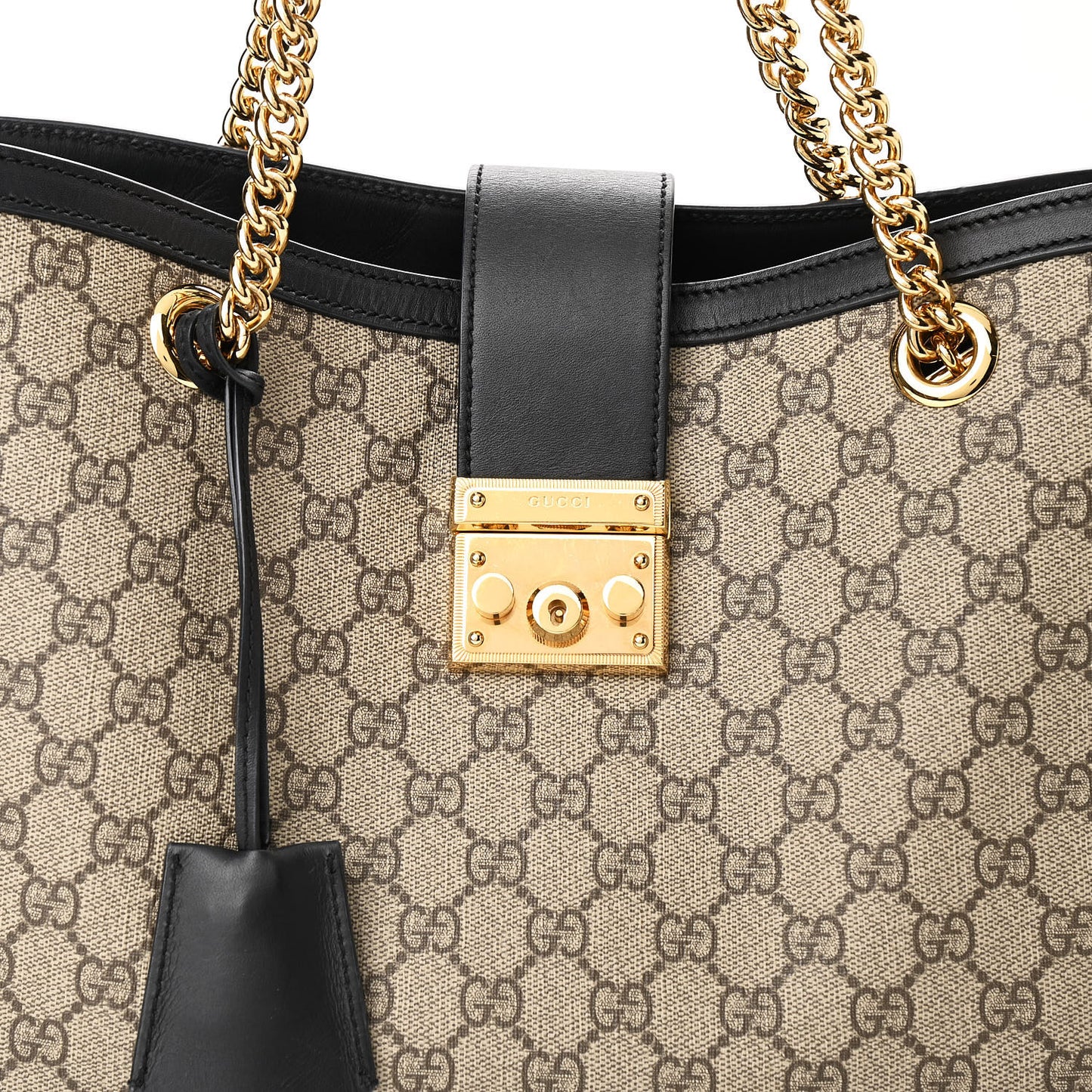GG Supreme Monogram Medium Padlock Tote Black