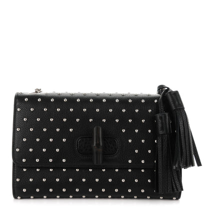 Gucci Calfskin Medium Studded Miss Bamboo Shoulder Bag Black 1 of 8