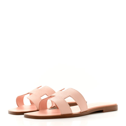 Hermes Epsom Oran Sandals 37 Rose Pale 3 of 9