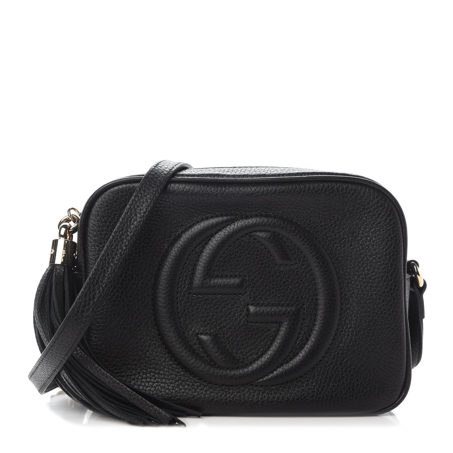 Pebbled Calfskin Small Soho Disco Bag Black