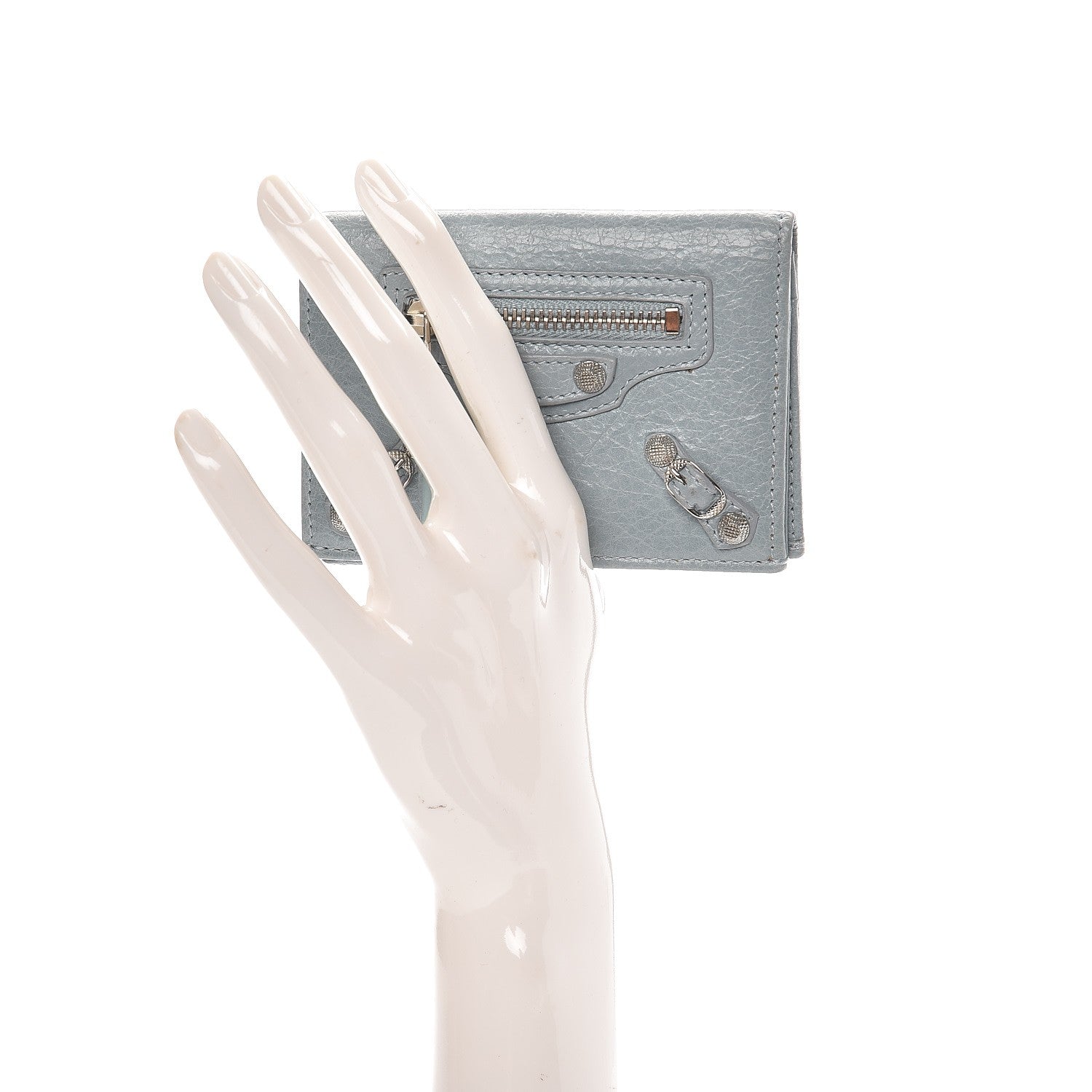 Balenciaga Agneau Giant 12 Silver Hardware Card Case Bleu Opaline 2 of 9