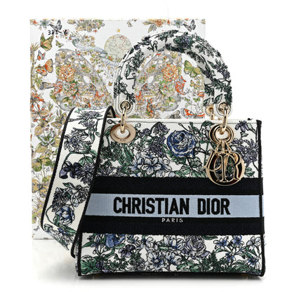 Christian Dior Canvas Embroidered Print Medium Lady D-Lite Blue Multicolor 9 of 9