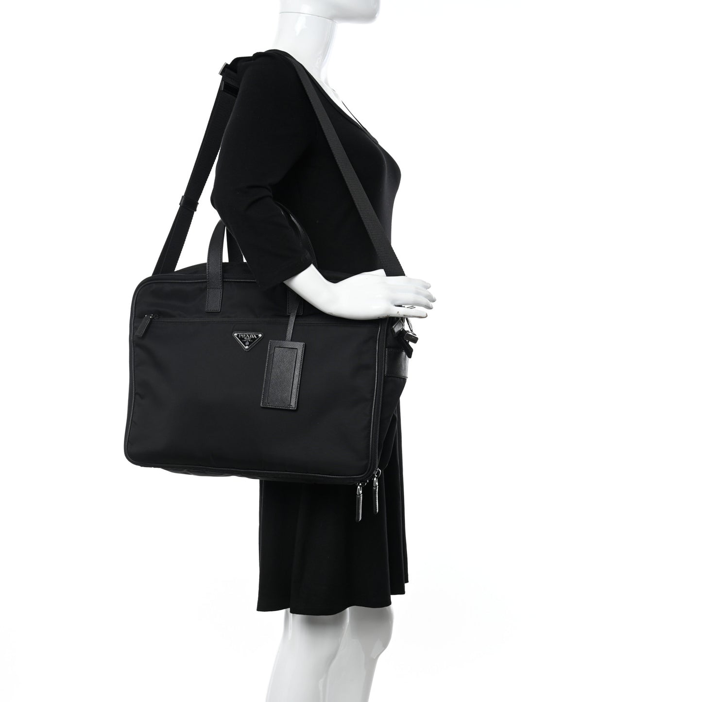 Tessuto Nylon Saffiano Briefcase Black