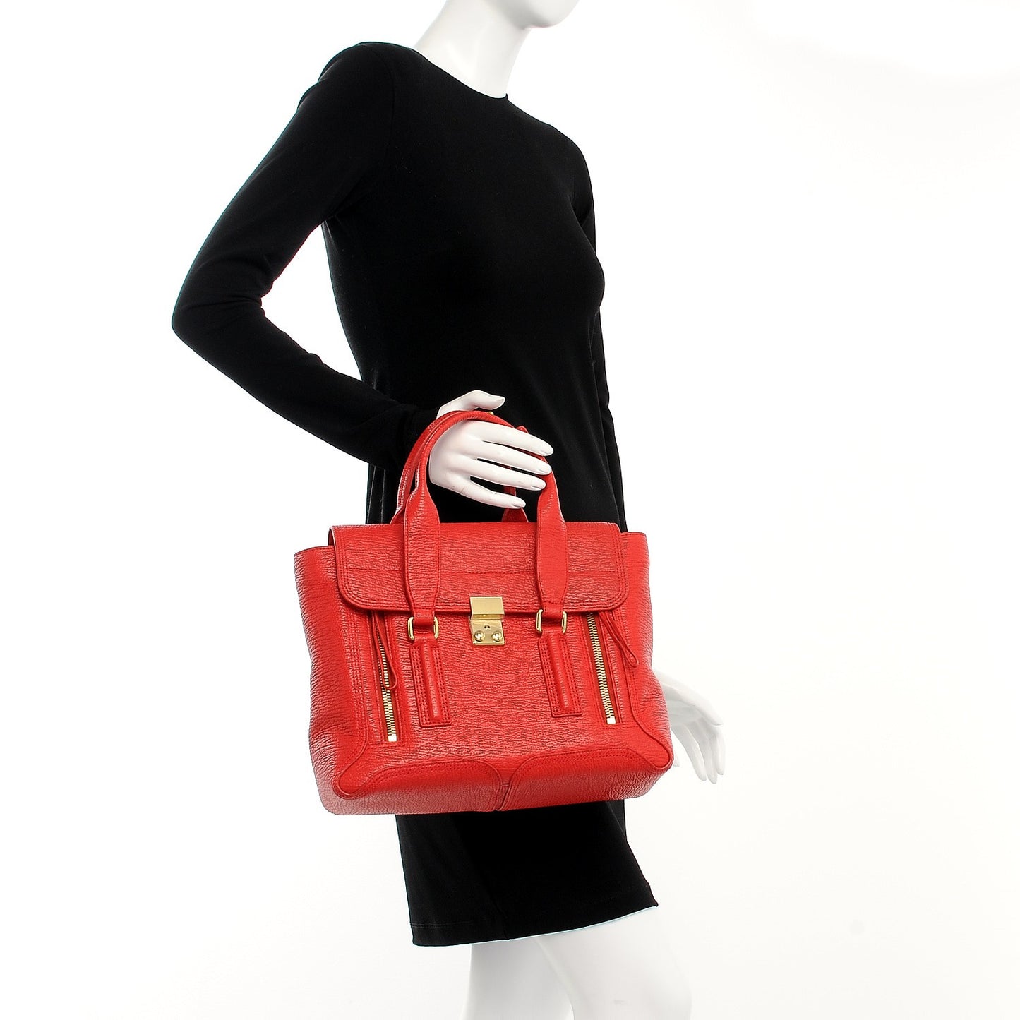 3.1 Textured Calfskin Medium Pashli Satchel Red