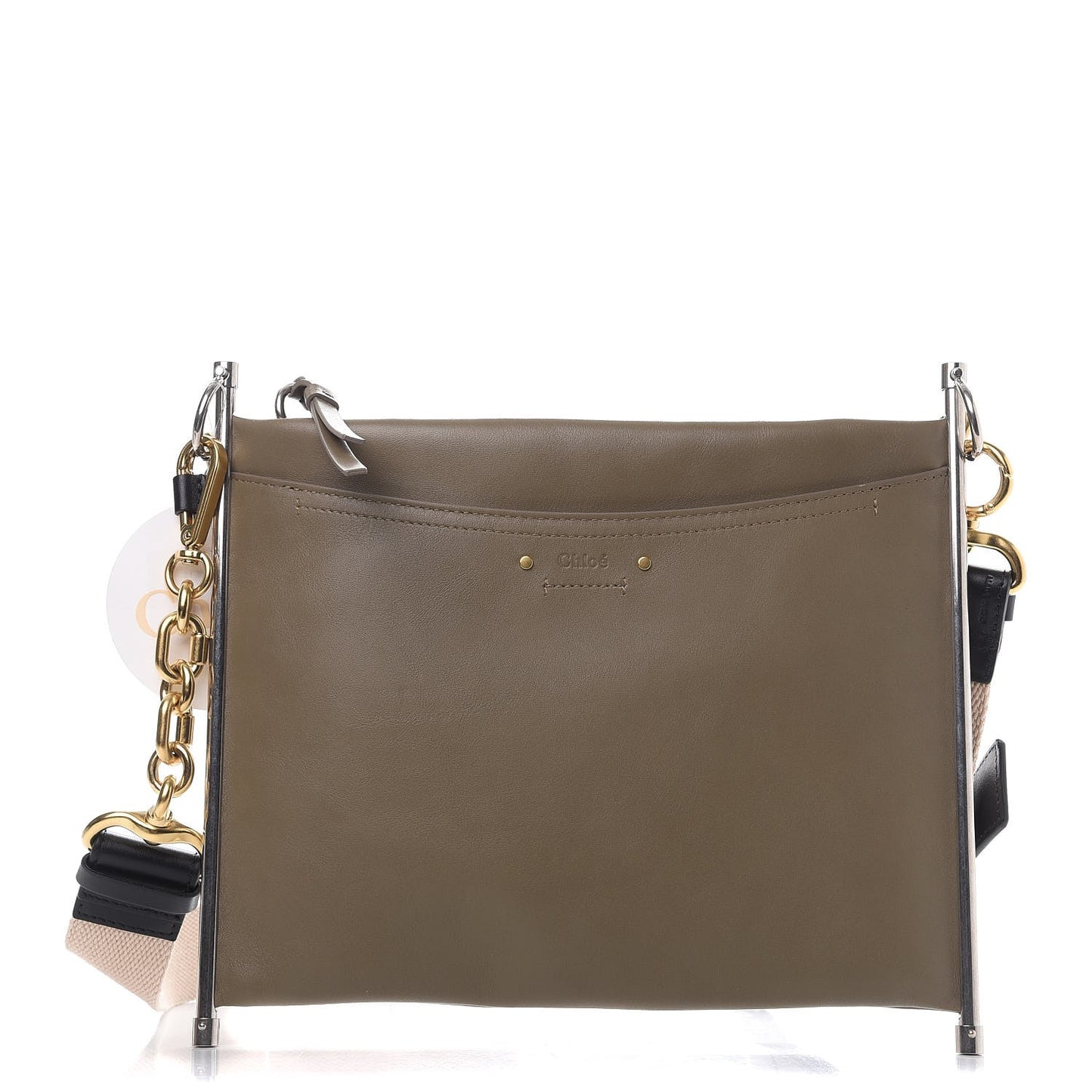Smooth Calfskin Medium Roy Clutch Merino Grey