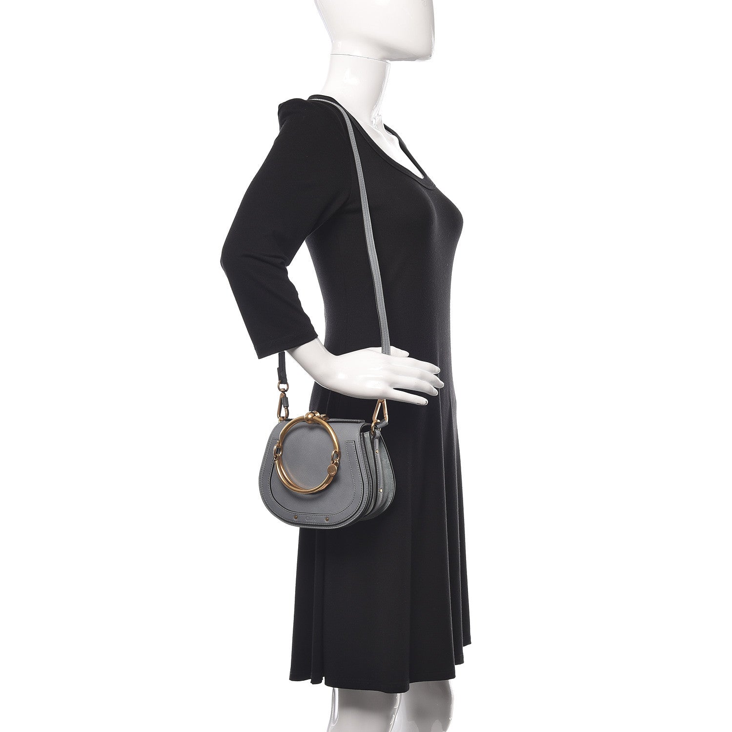 Chloe Calfskin Suede Small Nile Bracelet Bag Cloudy Blue 2 of 8