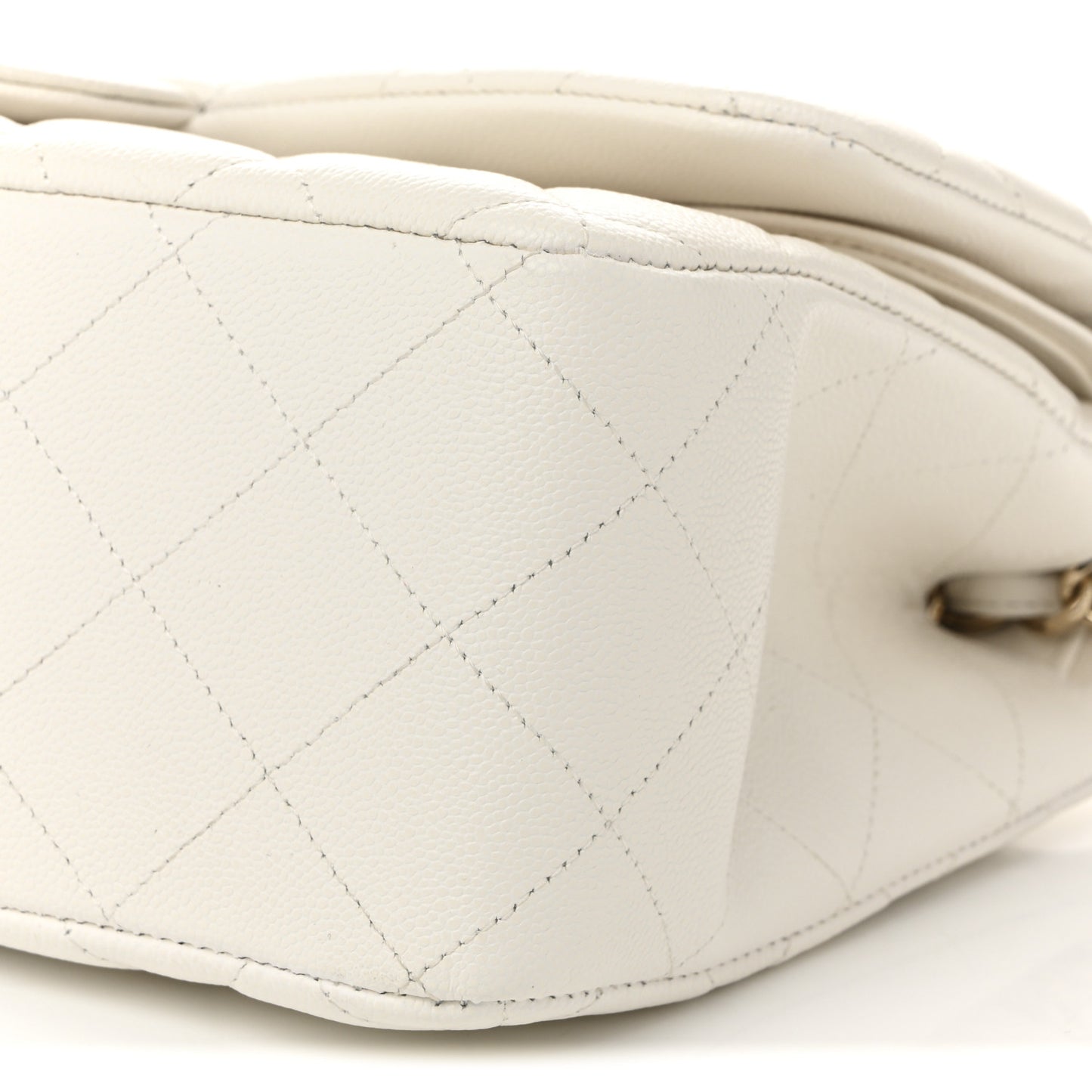 Caviar Quilted Jumbo Double Flap White