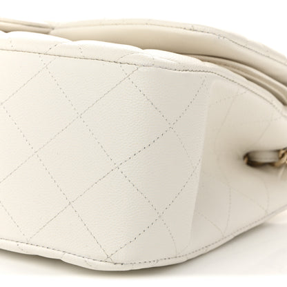 Chanel Caviar Quilted Jumbo Double Flap White 10 of 11