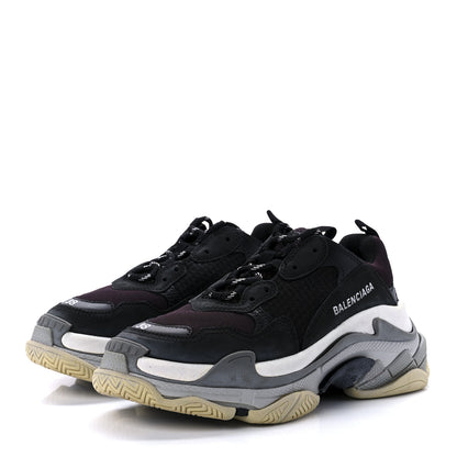 Balenciaga Fabric Mesh Womens Triple S Sneakers 38 Black Burgundy 3 of 8