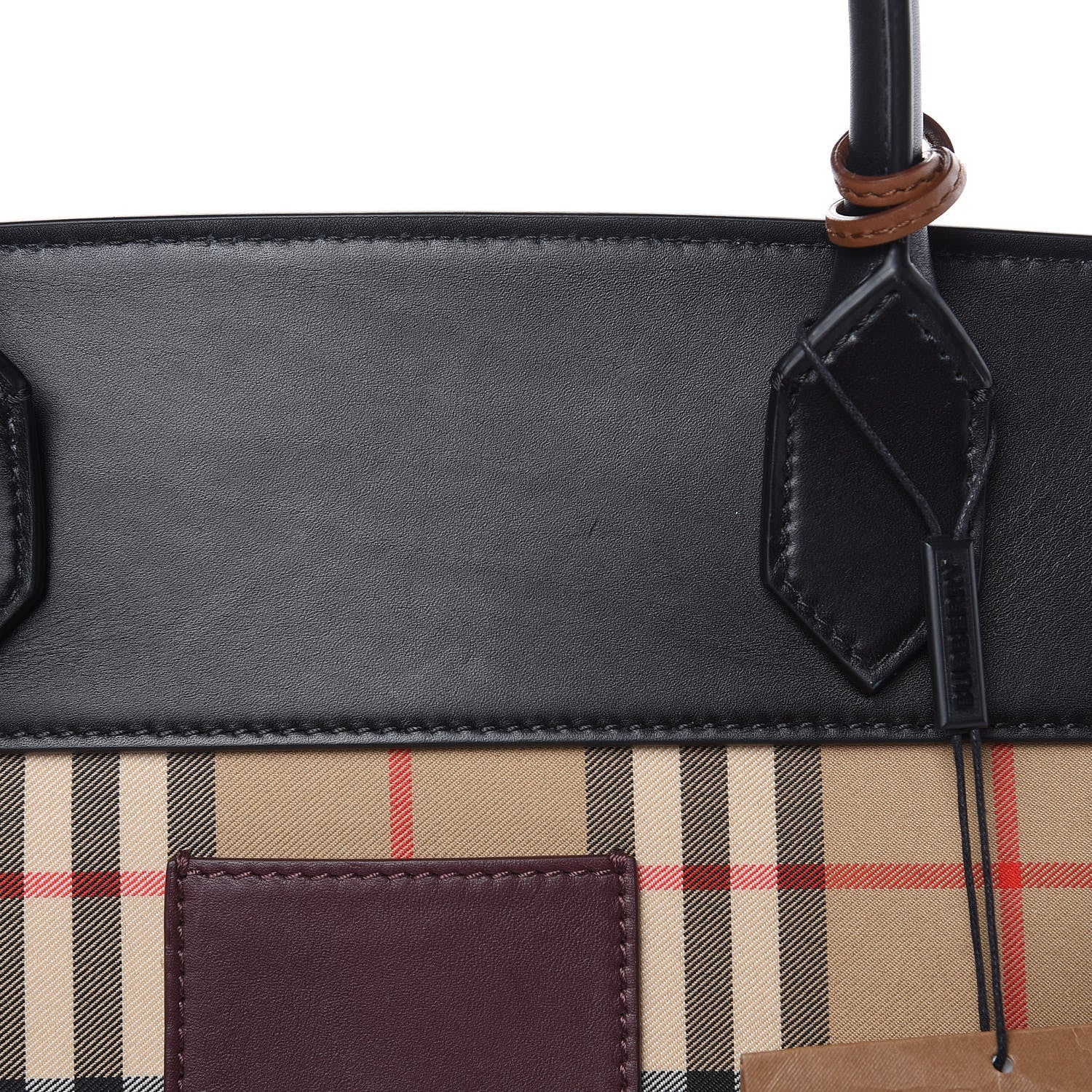 Burberry Calfskin House Check Medium Society Top Handle Bag Archive Beige Black 8 of 10