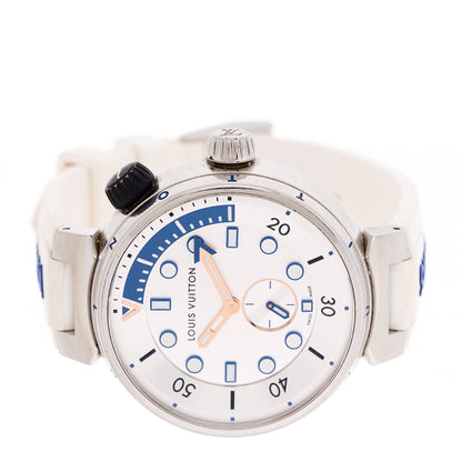 Louis Vuitton Stainless Steel Rubber 40mm Tambour Street Diver Quartz Watch White 2 of 4