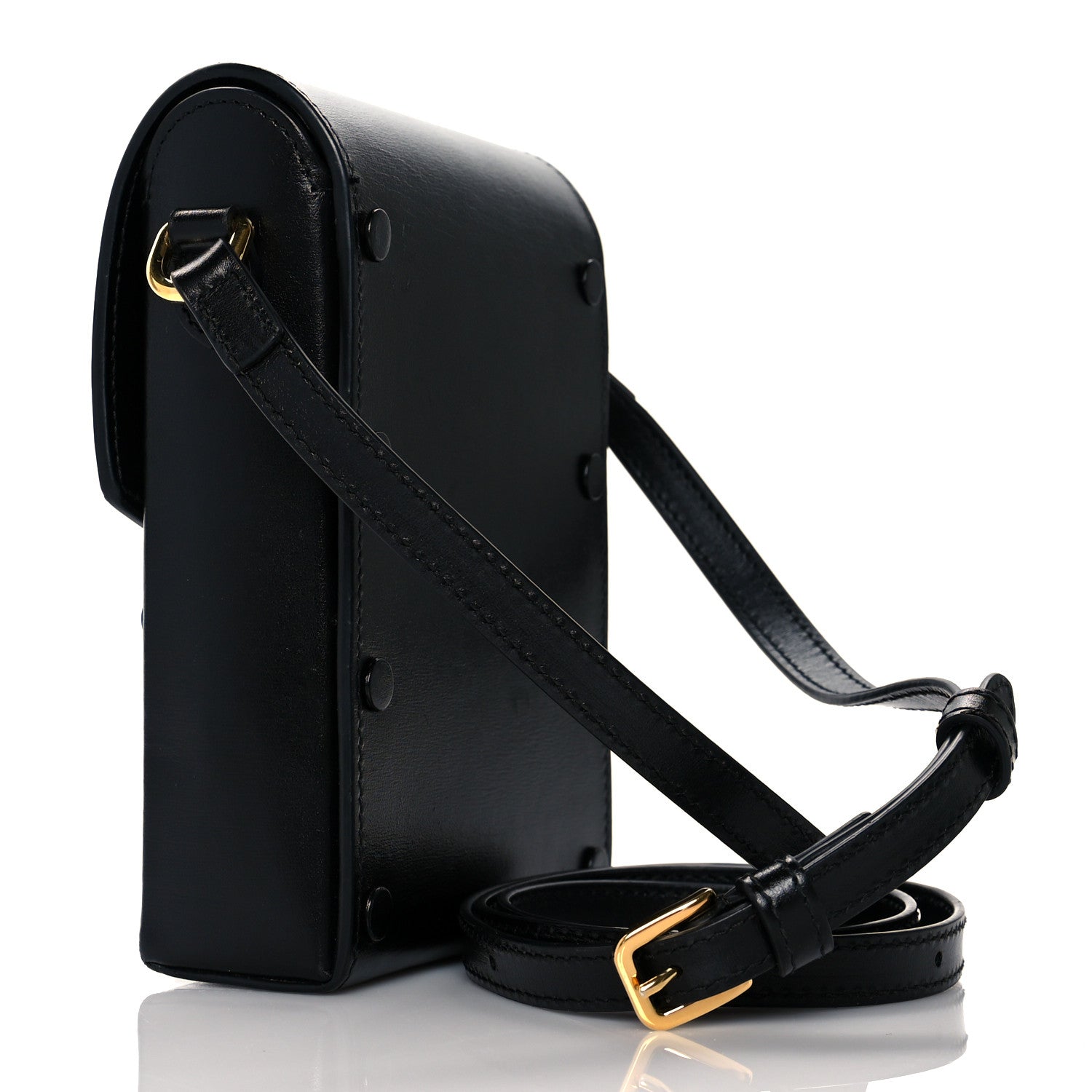 Gucci Boarded Plutone Calfskin Mini Horsebit 1955 Crossbody Bag Black 3 of 11