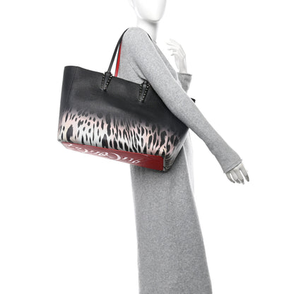Christian Louboutin Calfskin Degrade Leopard Print Spikes East West Cabata Tote Black Multi 2 of 11
