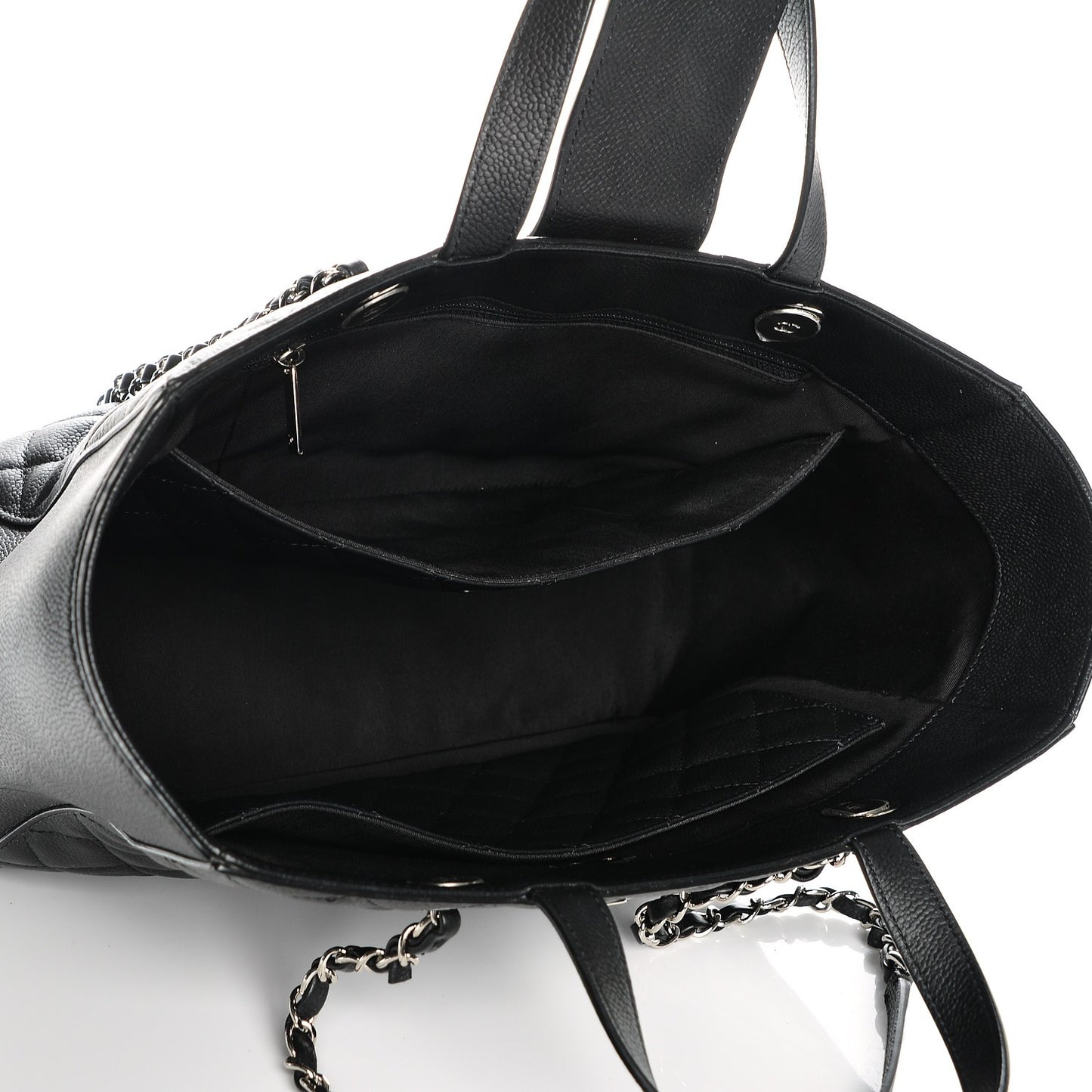 Caviar Quilted Large CC Box Shopping Tote Black