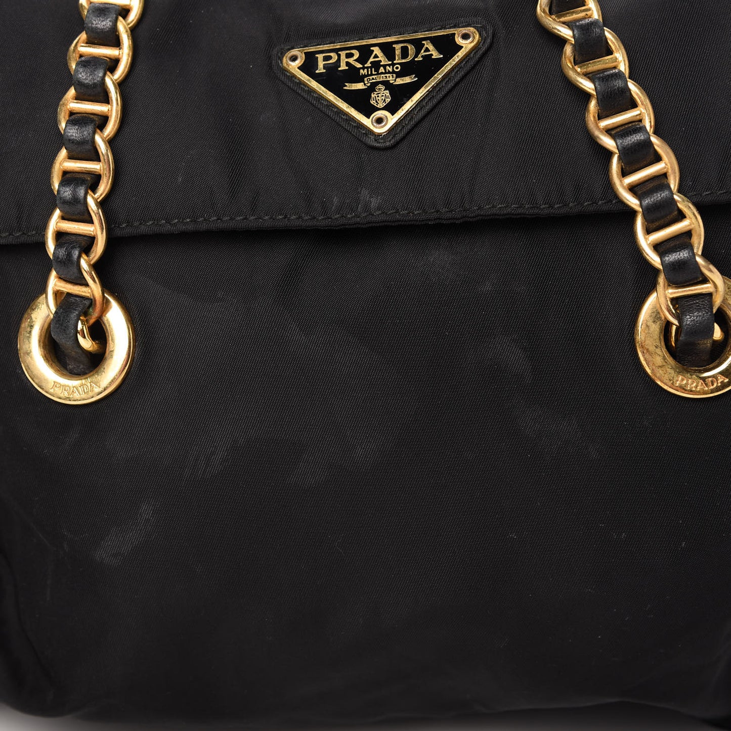 Tessuto Nylon Chain Shoulder Bag Black