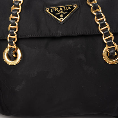 Prada Tessuto Nylon Chain Shoulder Bag Black 12 of 12