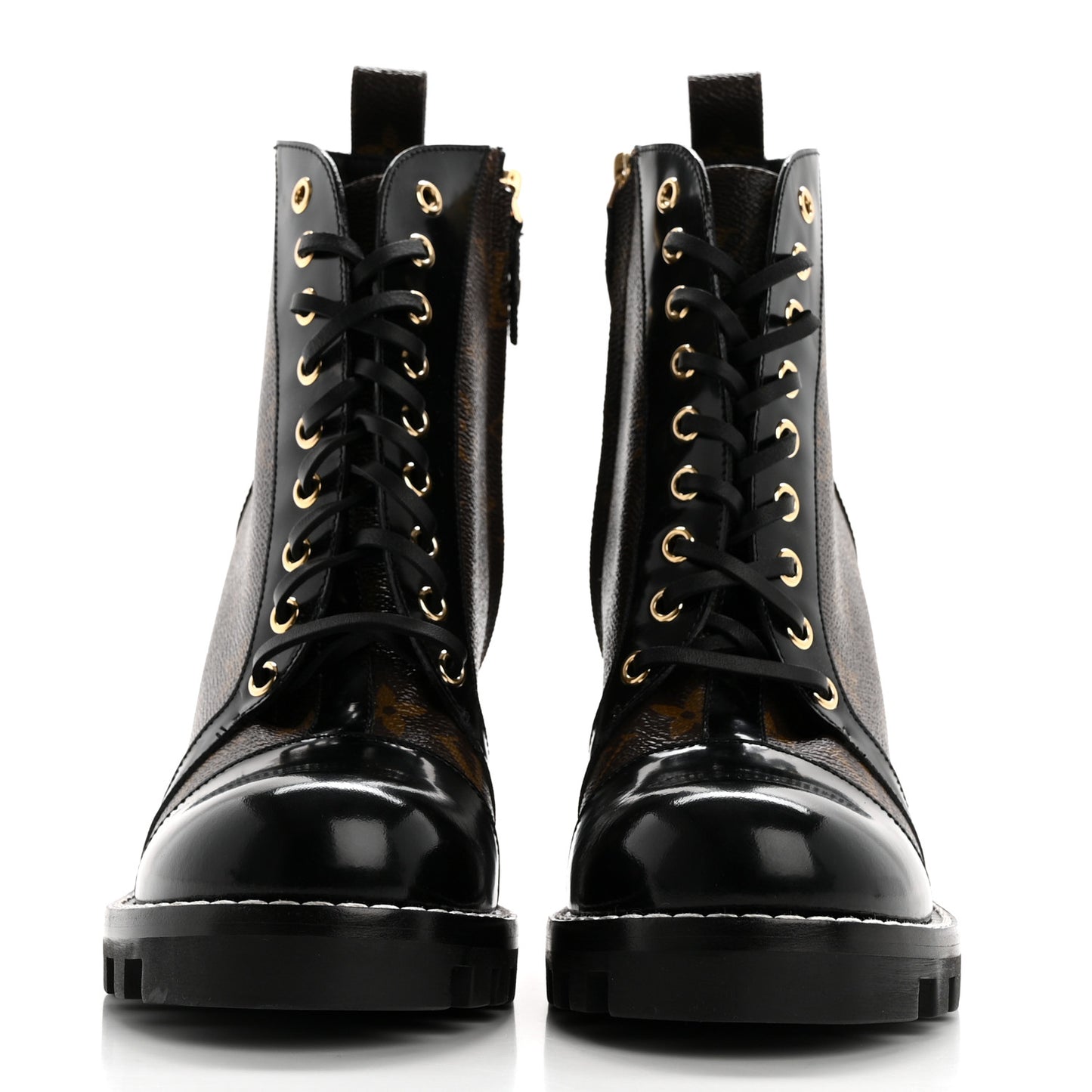 Patent Calfskin Monogram Star Trail Ankle Boots 39 Black