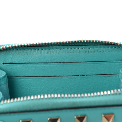 Valentino Garavani Calfskin Rockstud Zip Around Coin Case Card Holder Opaline Green 9 of 10