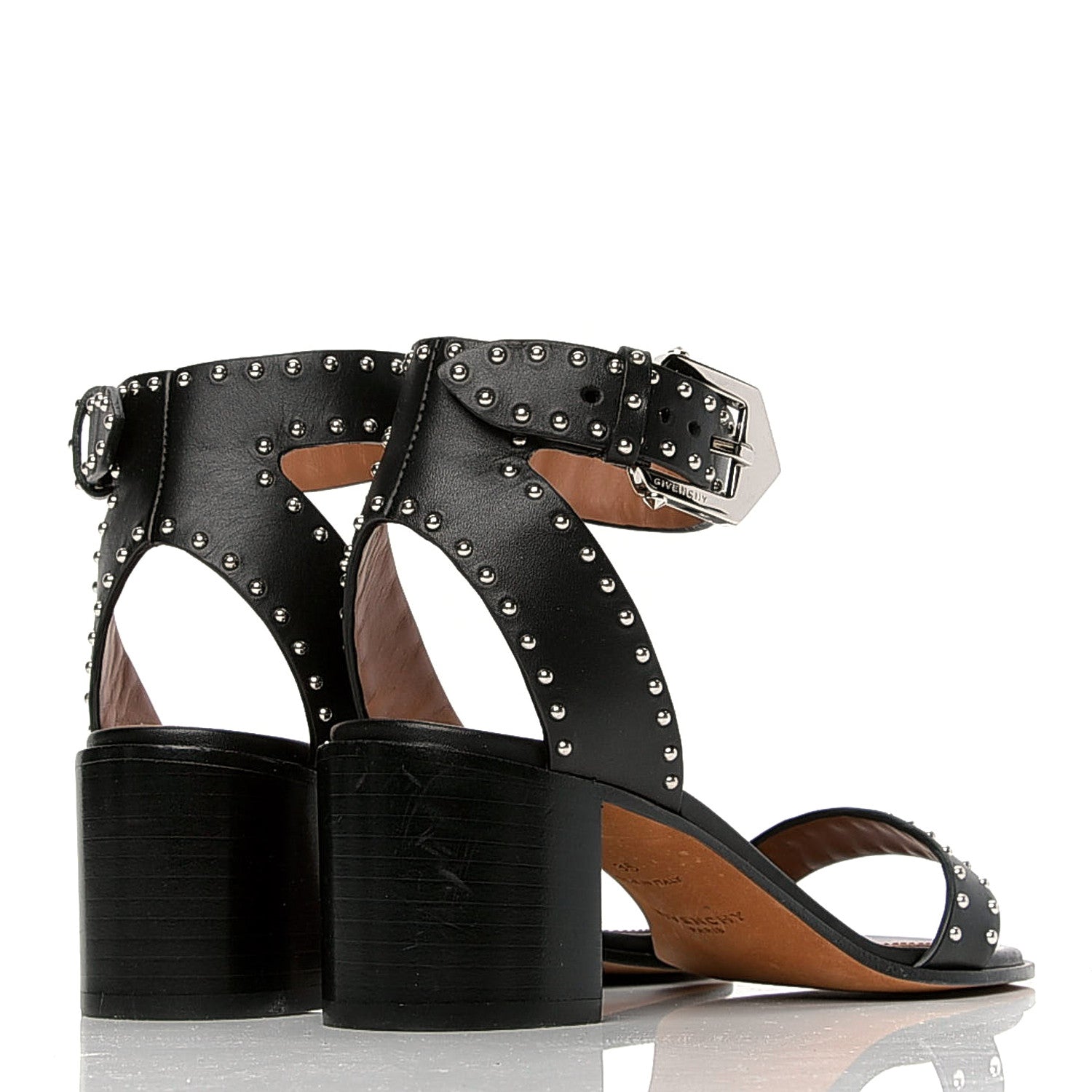Givenchy Calfskin Studded Elegant Sandals 35 Black 4 of 13