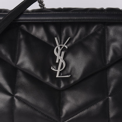 Saint Laurent Lambskin Quilted Medium Loulou Puffer Monogram Chain Satchel Black 9 of 9