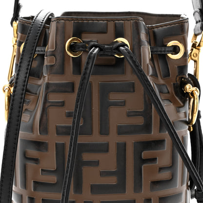 Fendi Vitello Liberty F is Fendi Bi-Color FF 1974 Embossed Mini Mon Tresor Bucket Bag Maya Black 8 of 11