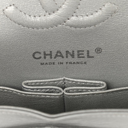 Chanel Metallic Crumpled Calfskin Chevron Quilted Mini Rectangular Flap Silver 5 of 9