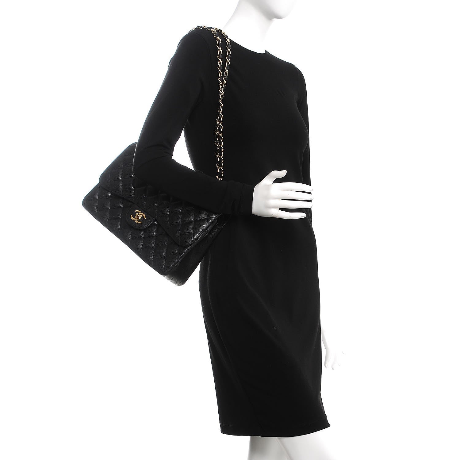 Chanel Caviar Quilted Jumbo Double Flap Black 3 of 9