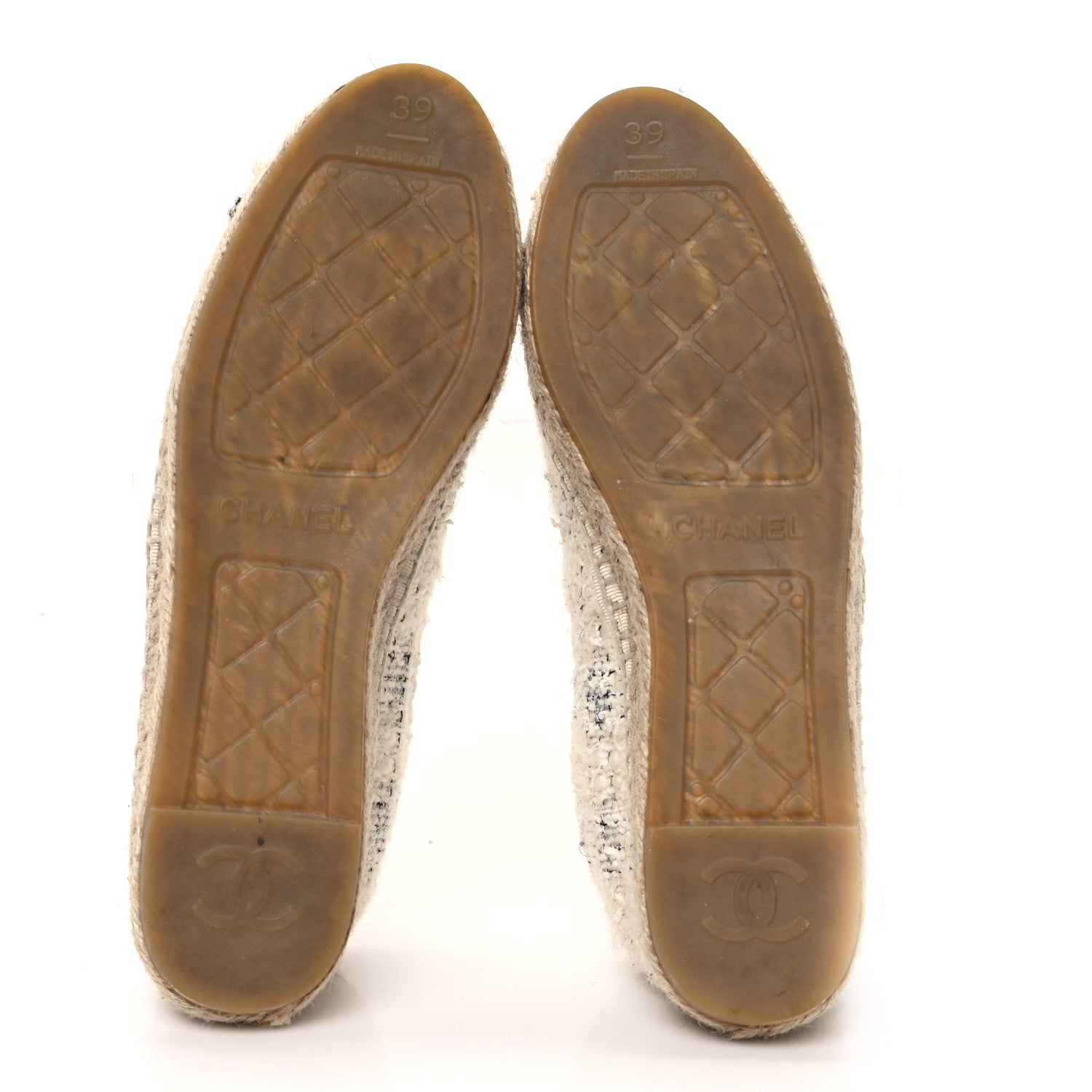 Chanel Tweed Grosgrain CC Espadrilles 39 White Black 6 of 9