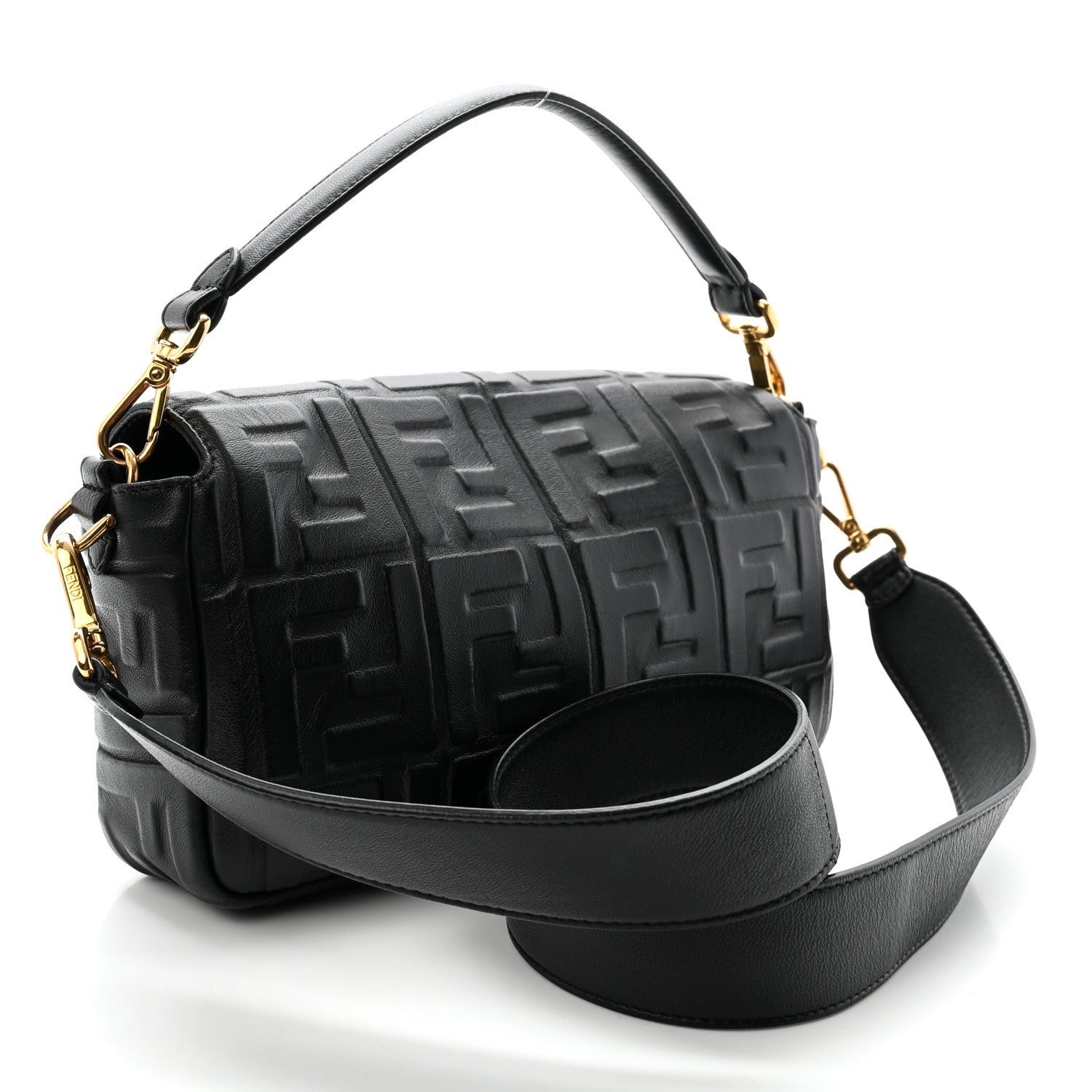 Fendi Nappa FF 1974 Embossed Baguette Black 3 of 11