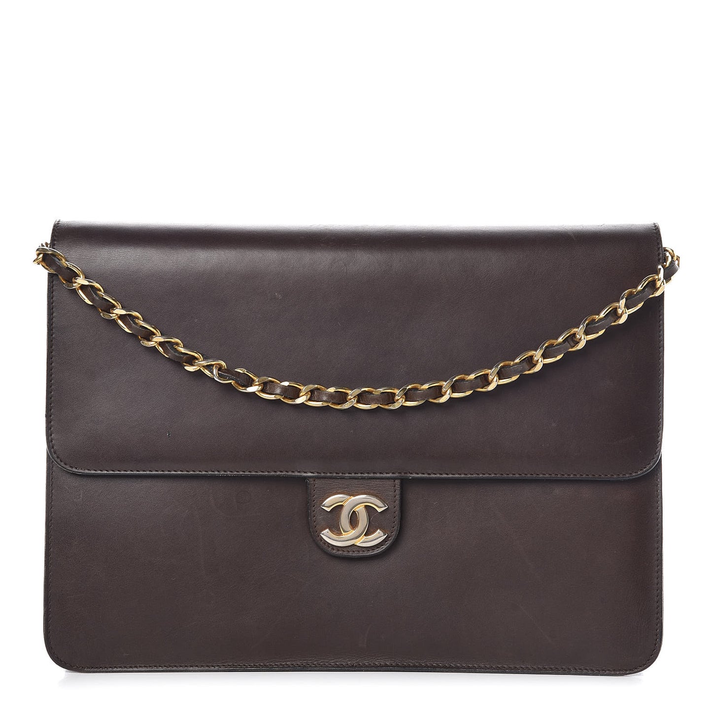 Calfskin Medium Single Flap Brown