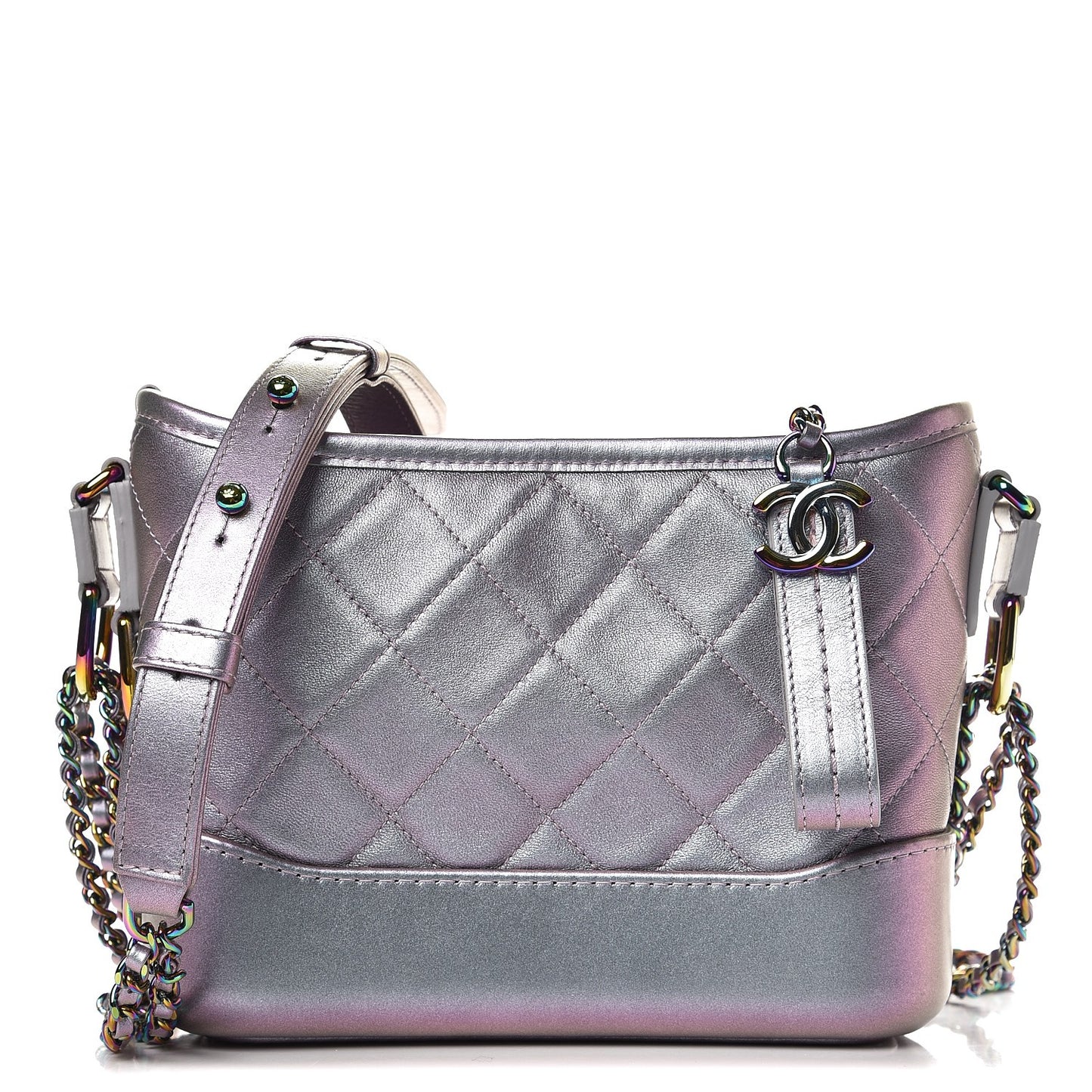 Iridescent Lambskin Calfskin Quilted Small Gabrielle Hobo Light Purple