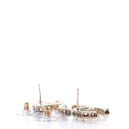 Chanel Resin Pearl CC Dazzling Domino Earrings Gold Black 3 of 4
