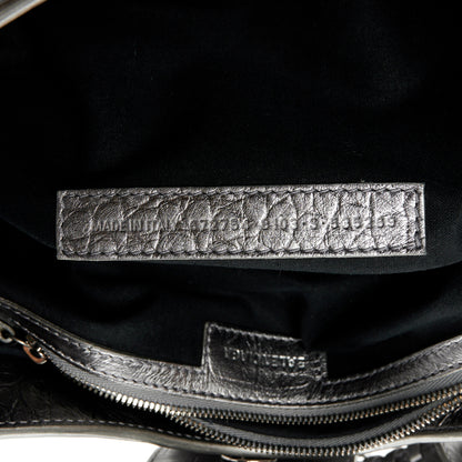 Balenciaga Metallic Agneau Arena Crystal Medium Le Cagole Shoulder Bag Silver 7 of 10