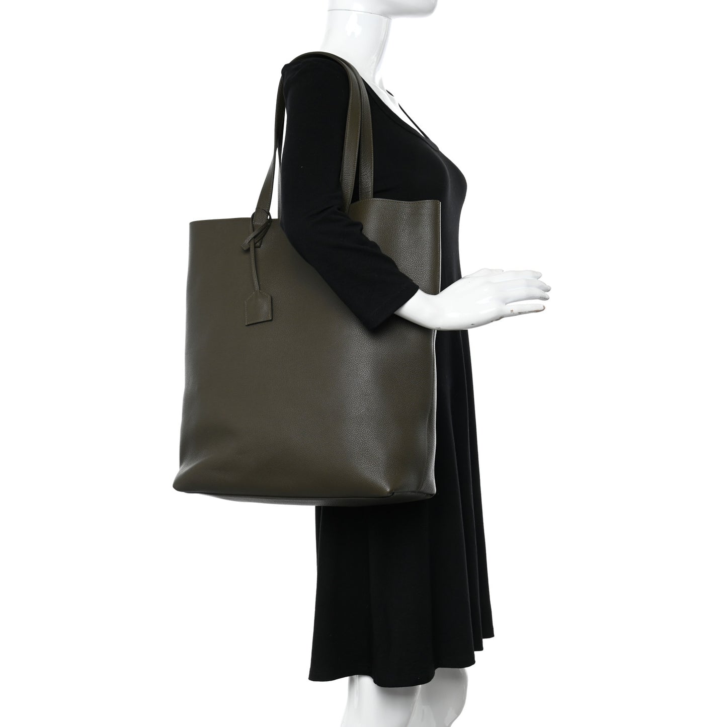 Calfskin Bold Shopping Tote Khaki
