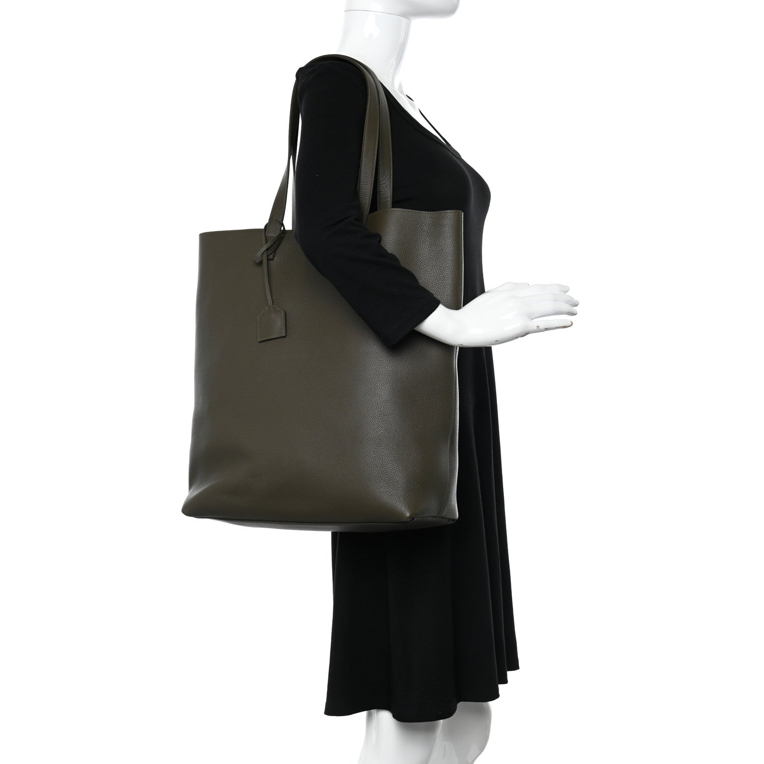 Saint Laurent Calfskin Bold Shopping Tote Khaki 2 of 10