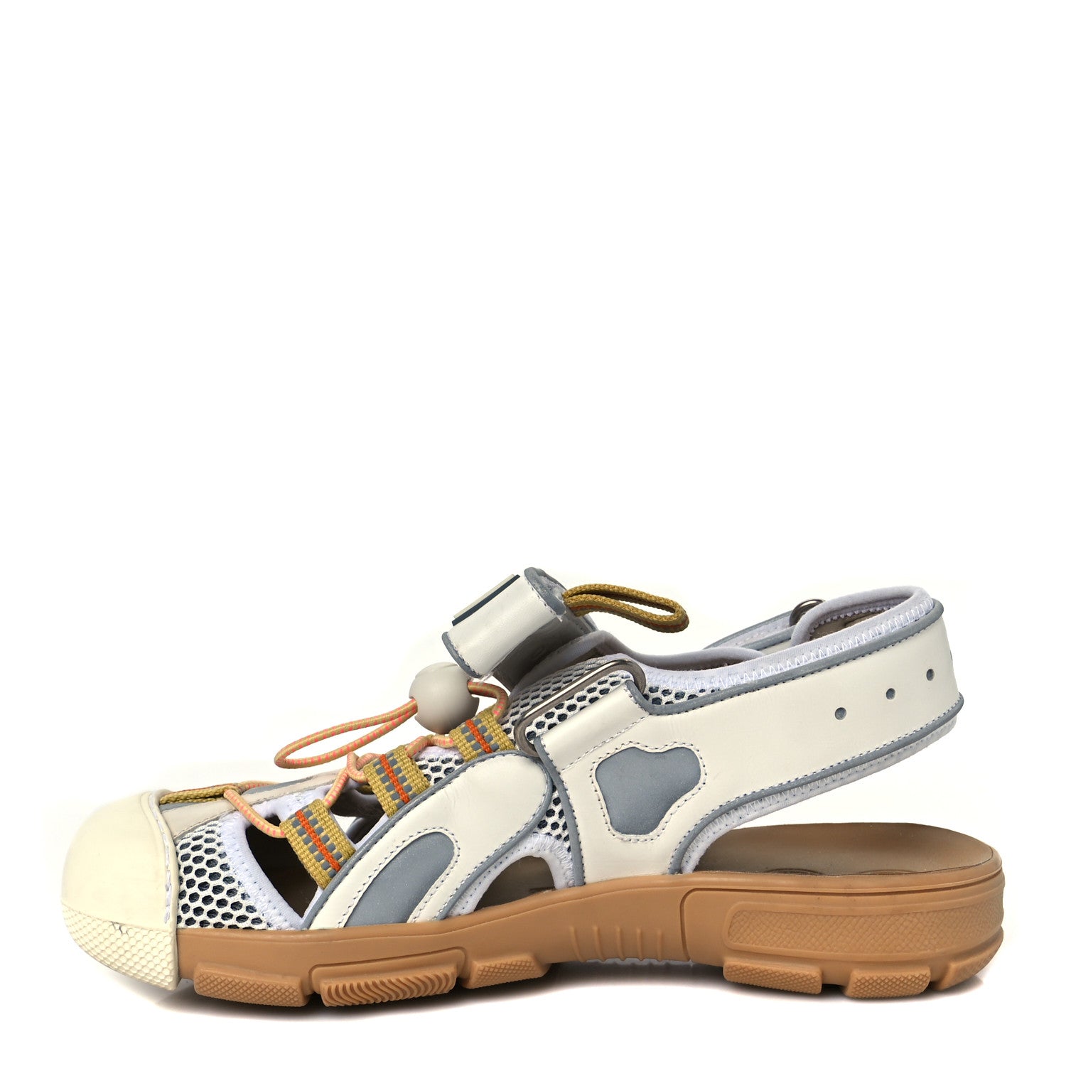 Gucci Mesh Fabric Tinsel Sport Sandals 37 White Silver 1 of 10