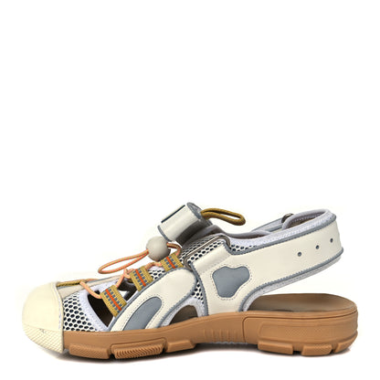 Gucci Mesh Fabric Tinsel Sport Sandals 37 White Silver 1 of 10