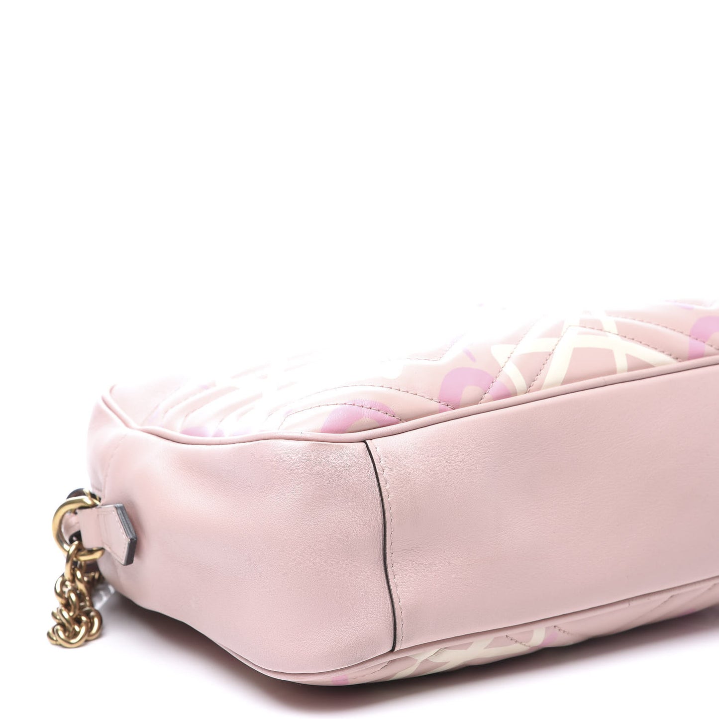 Calfskin Matelasse GucciGhost Medium GG Marmont Chain Shoulder Bag Perfect Pink Rosa Ivory